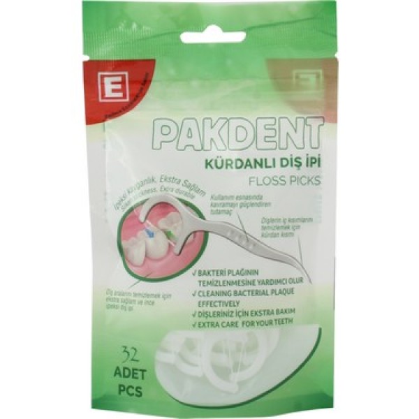 PAKDENT DİŞ İPİ KÜRDANLI POŞET 32 Lİ