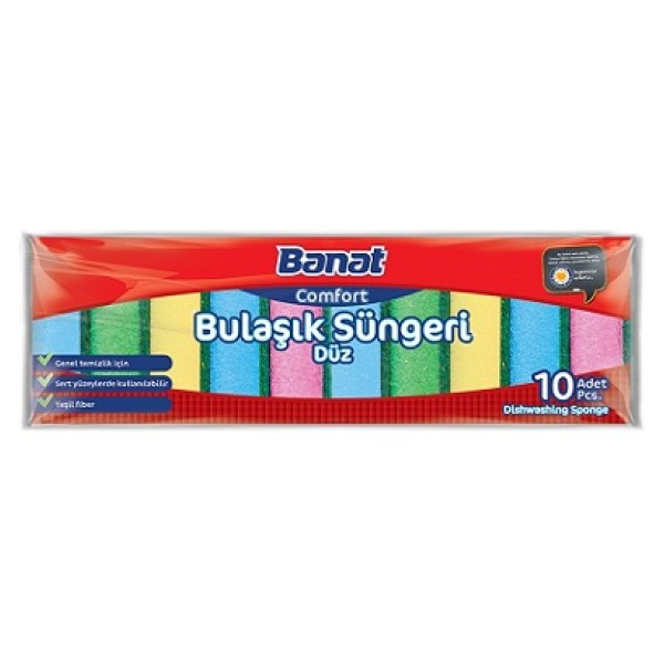 BANAT COMF.BULAŞIK SÜNGERİ DÜZ 10 LU